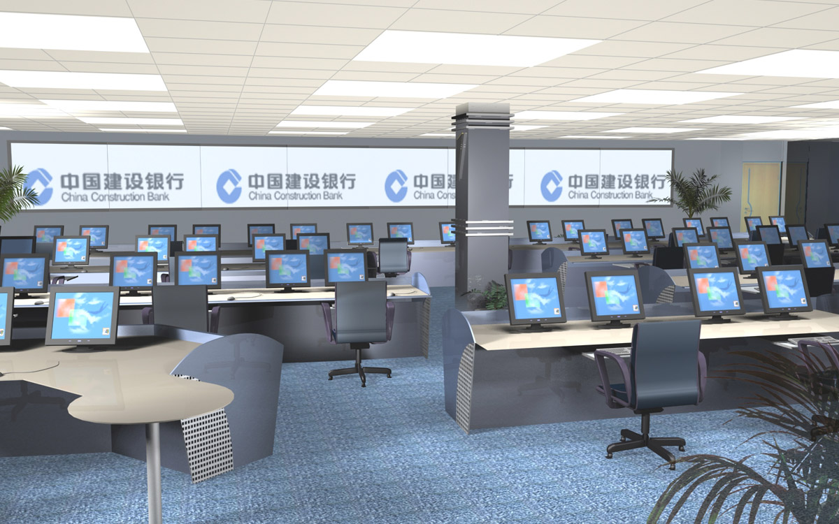 調(diào)度指揮中心控制臺(tái)室內(nèi)效果圖