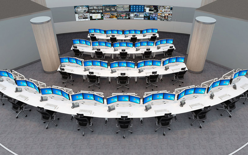 多屏監(jiān)控設(shè)備操作臺(tái)效果圖片