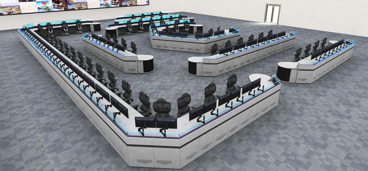 安防指揮中心控制臺(tái)效果圖