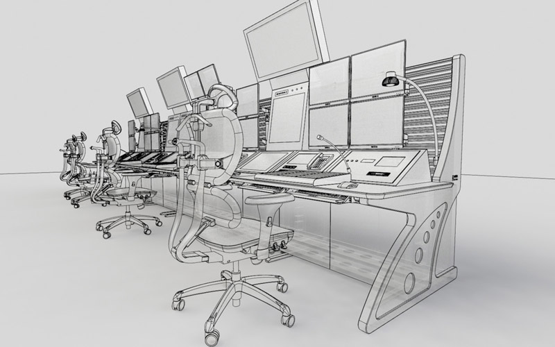 高鐵站監(jiān)控室控制臺結構示意圖